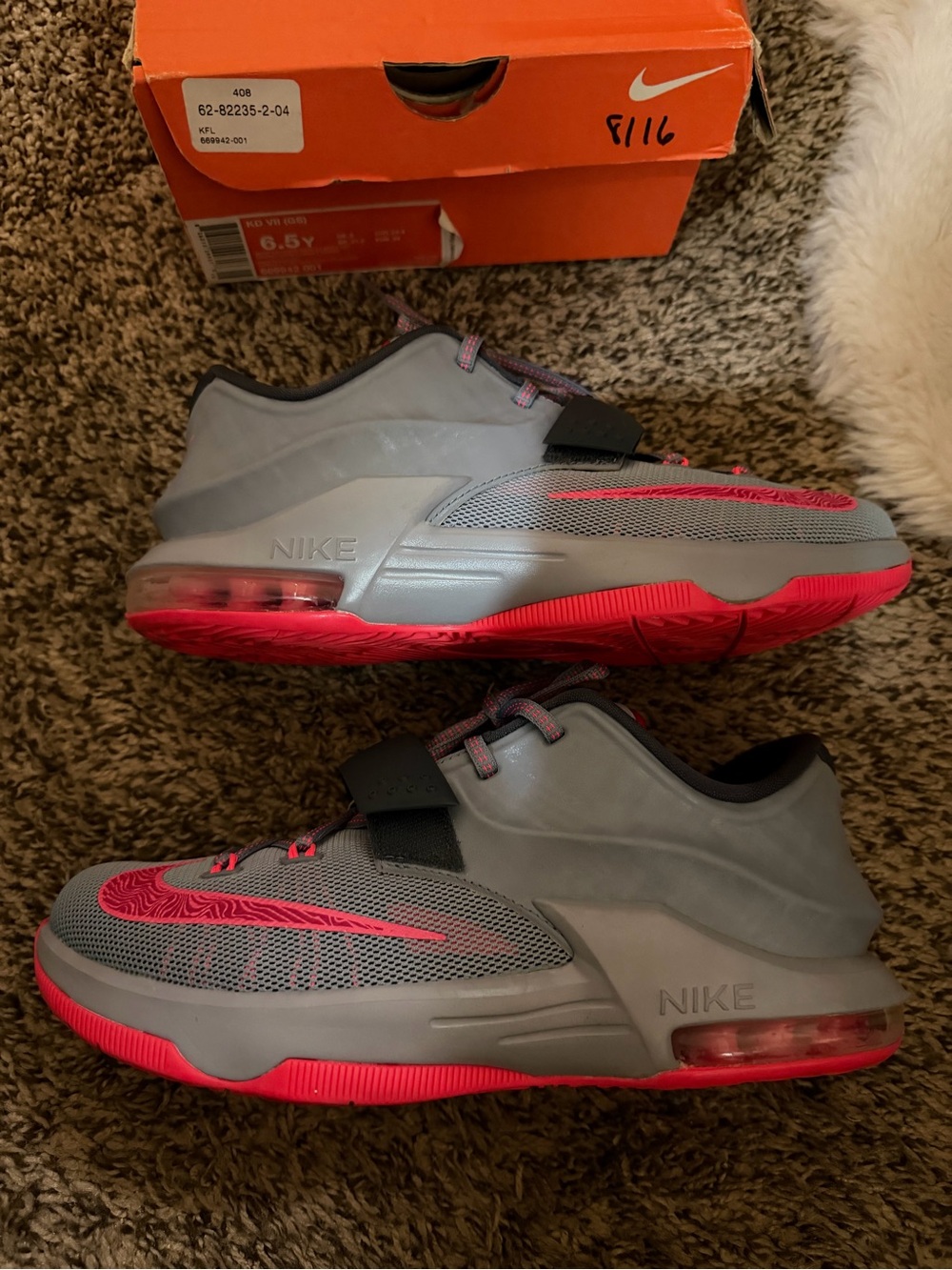 Nike KD Gray Sneakers with Bright Pink Accents